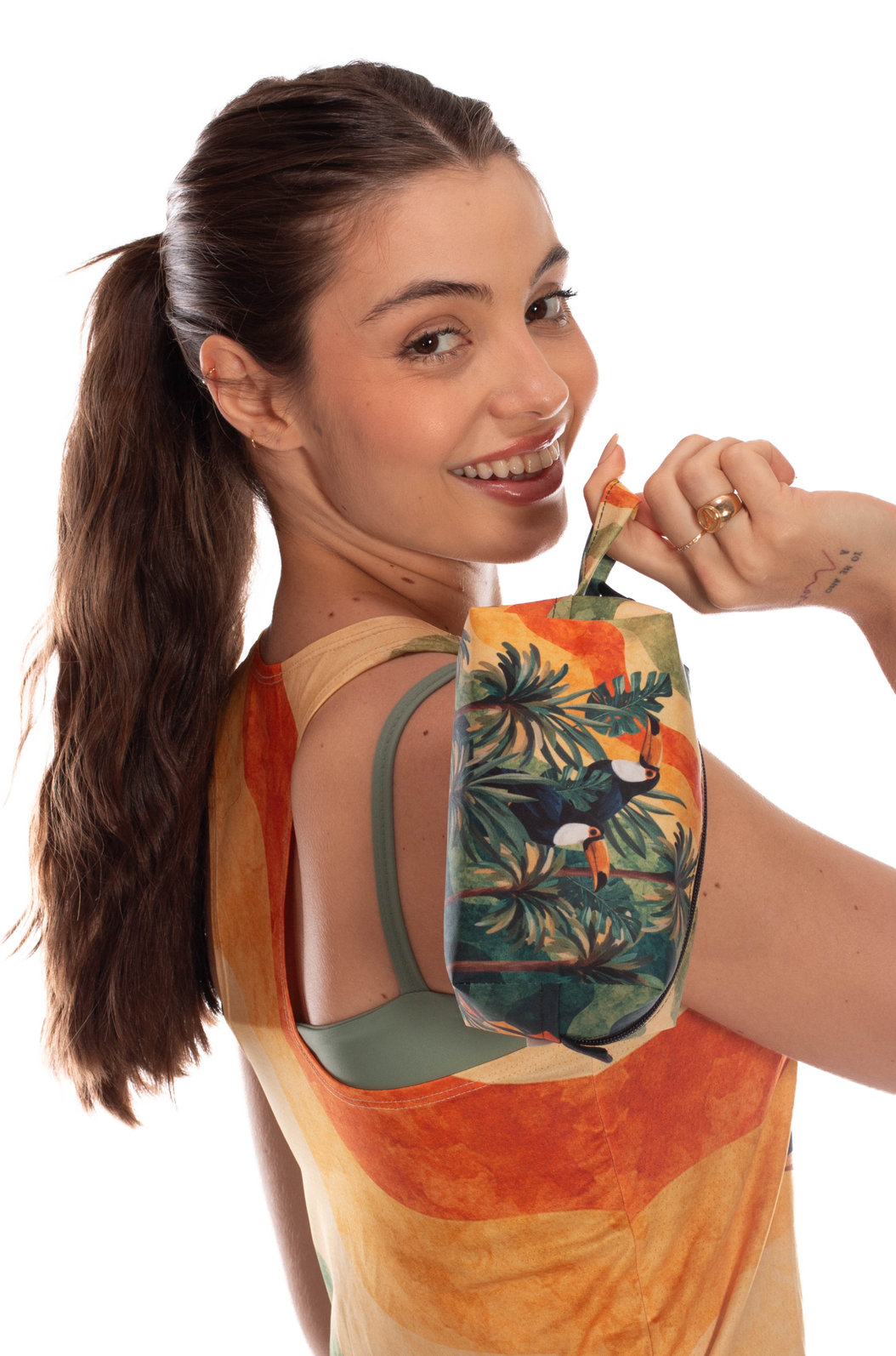 Necessaire Feminina Pequena Estampada Tucano Dunas Barrado Necessaire Feminina Pequena Estampada Tucano Dunas Barrado