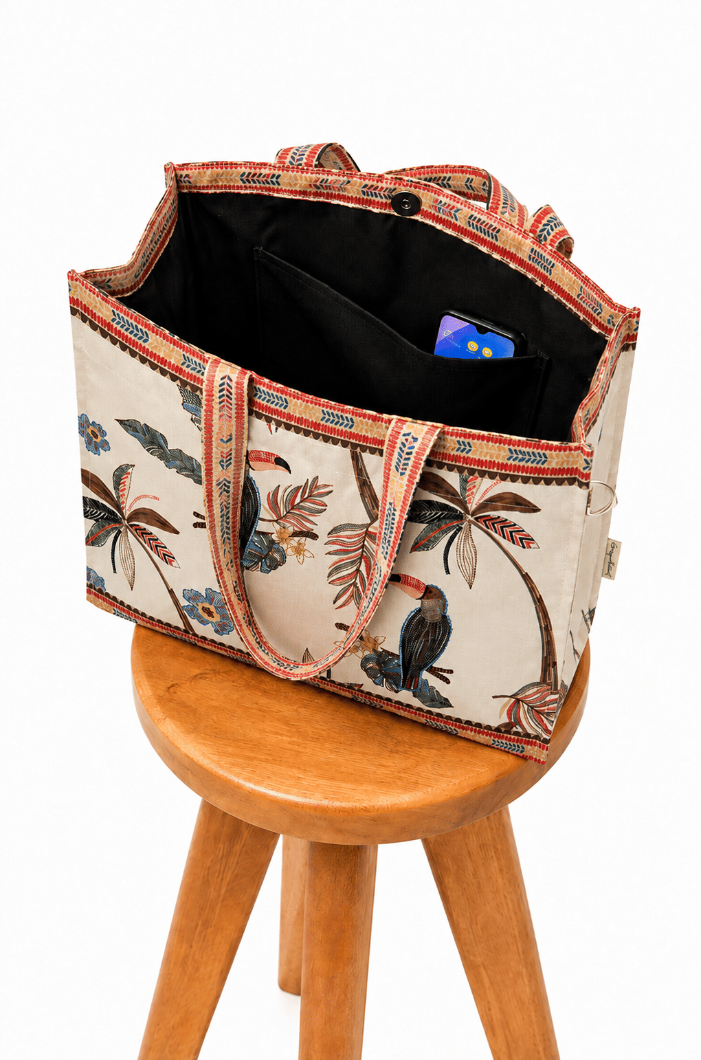 Bolsa Resort Estampada Tucaninhos Bordados