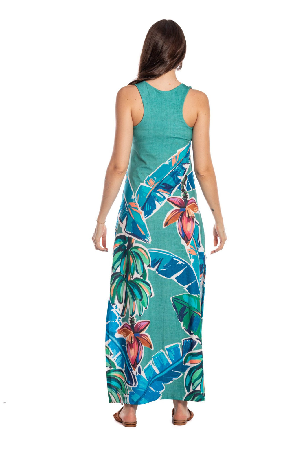 Vestido Feminino Hortência Estampado Canindé Bananas e Lírio