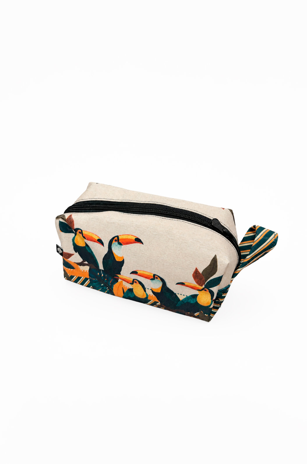 Necessaire Pequena Estampada Tucanos Tela Bordada