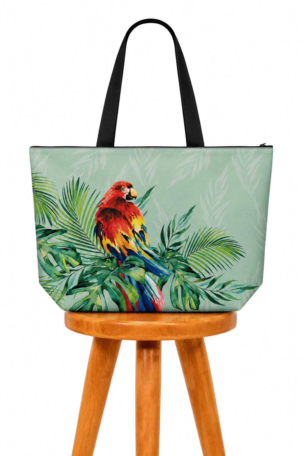Bolsa Nylon Estampada Arara Vermelha em Pintura Bolsa Nylon Estampada Arara Vermelha em Pintura