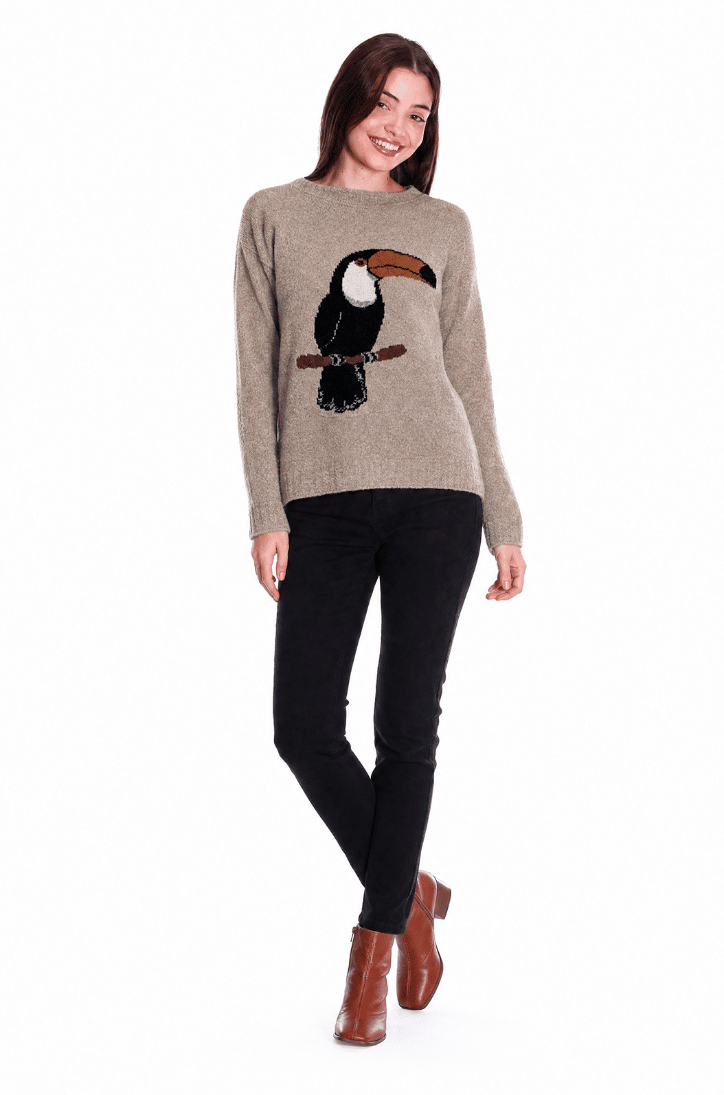 Blusão Tricô Jacquard Bege Tucano Blusão Tricô Jacquard Bege Tucano