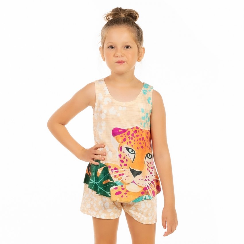 Pijama Infantil Estampado Onça Manchas Fundo Text Pijama Infantil Estampado Onça Manchas Fundo Text