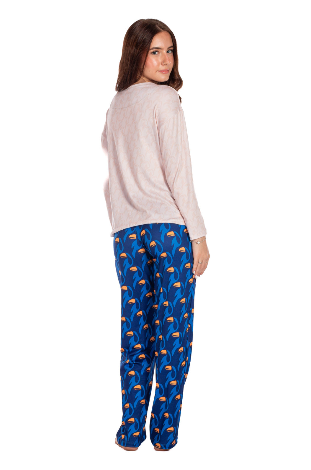 Pijama Feminino Manga Longa Adulto Estampado Tucanos Rapport Vetor