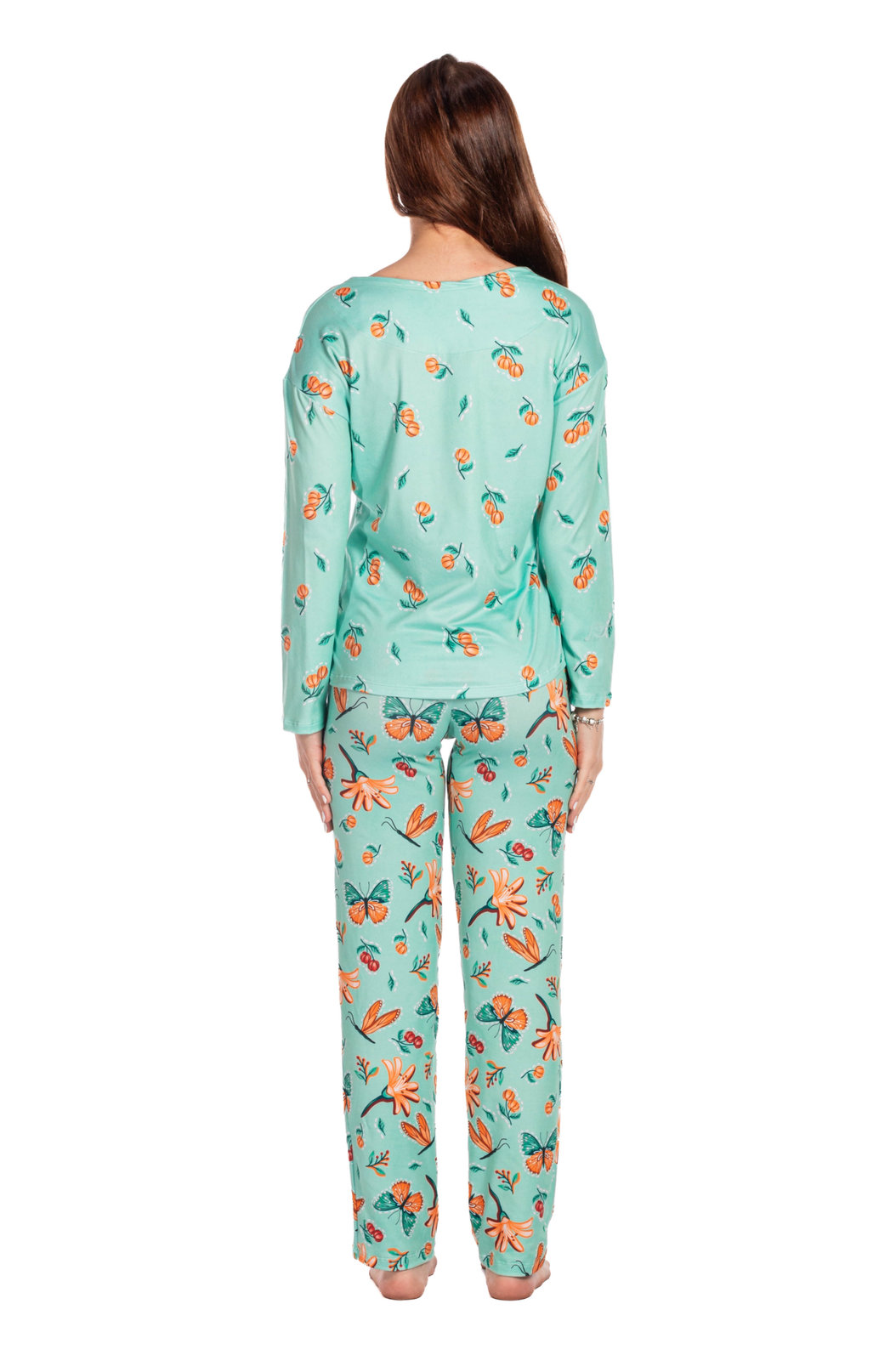 Pijama Feminino Manga Longa Adulto Estampado Borboletas e Pitangas Pijama Feminino Manga Longa Adulto Estampado Borboletas e Pitangas