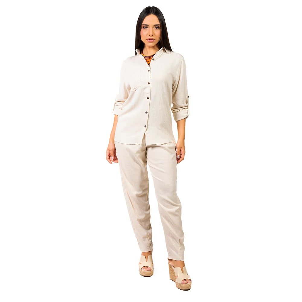 Camisa Linho Alongada Ana Natural Camisa Linho Alongada Ana Natural