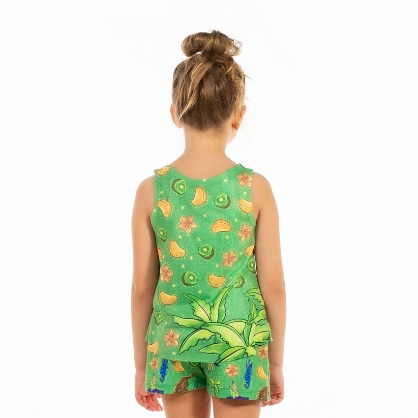 Pijama Infantil Estampado Macaco Frutas Verde Pijama Infantil Estampado Macaco Frutas Verde