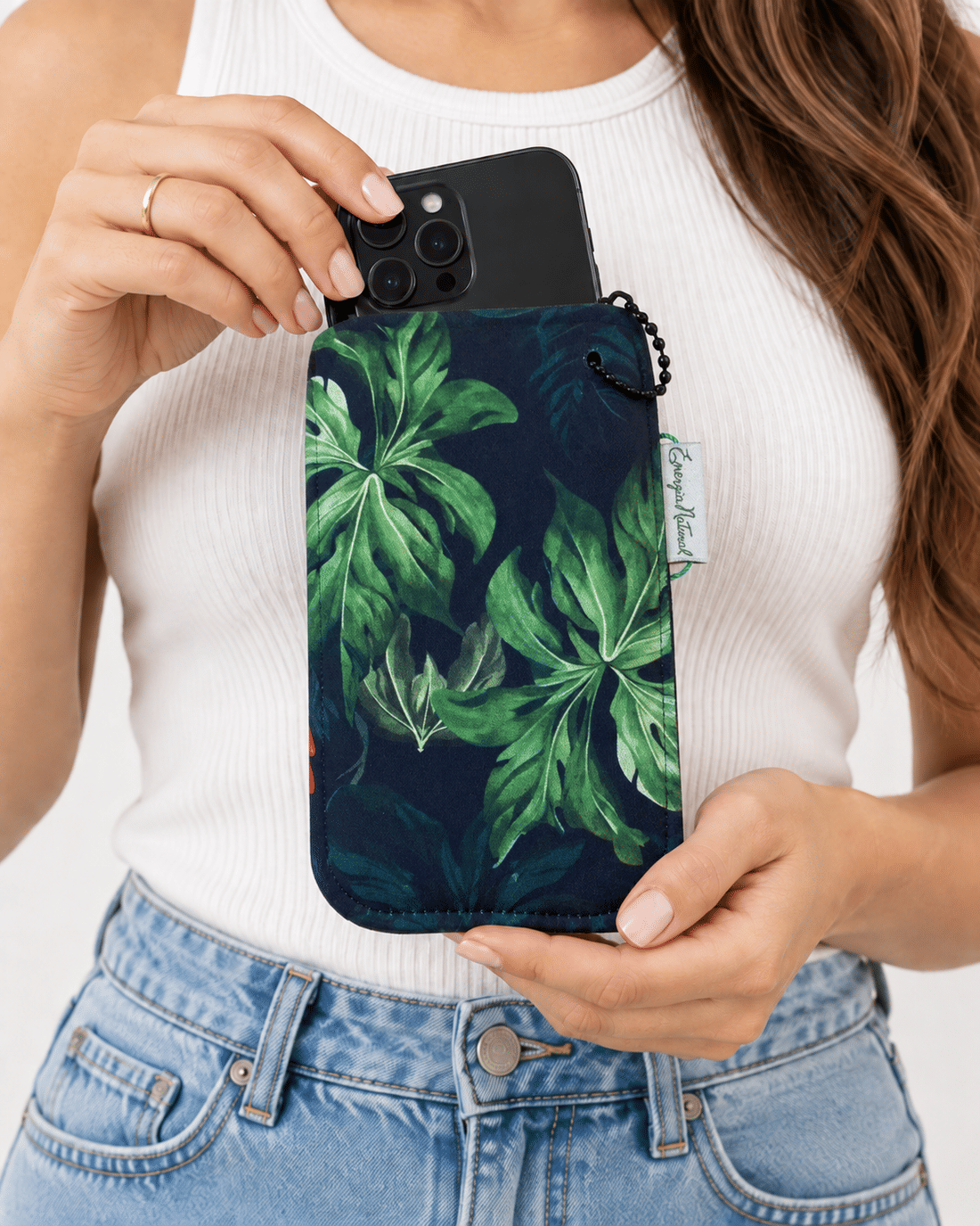 Porta Celular Estampado Casal Araras Fundo Folhagem