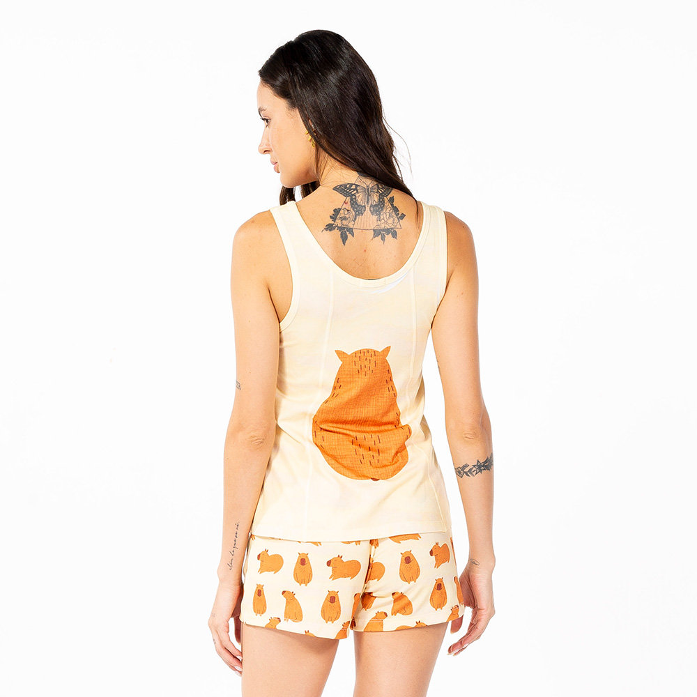 Pijama Feminino Adulto Estampado Capivarinhas Pijama Feminino Adulto Estampado Capivarinhas