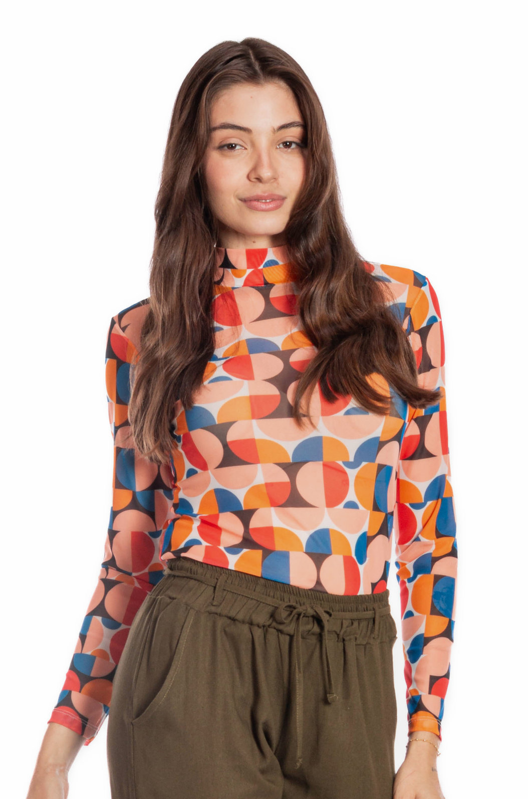 Blusa Tule Segunda Pele Estampada Canindé Bananas e Lírio Blusa Tule Segunda Pele Estampada Canindé Bananas e Lírio