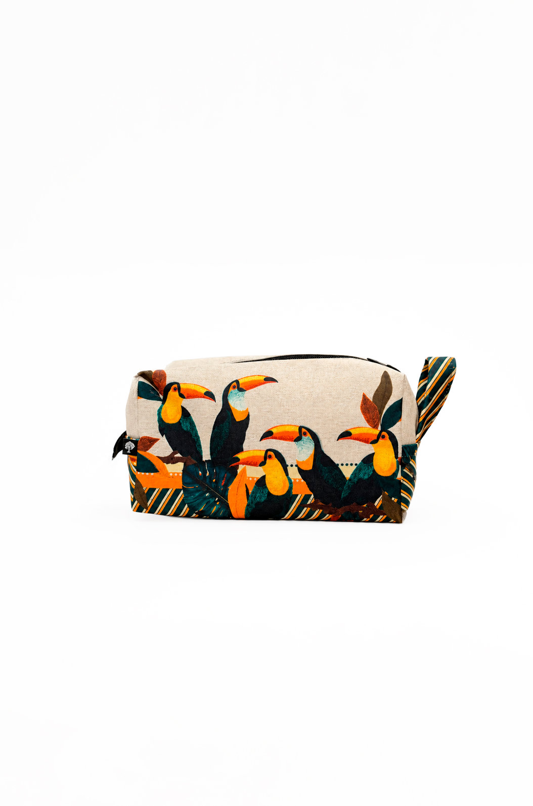 Necessaire Pequena Estampada Tucanos Tela Bordada