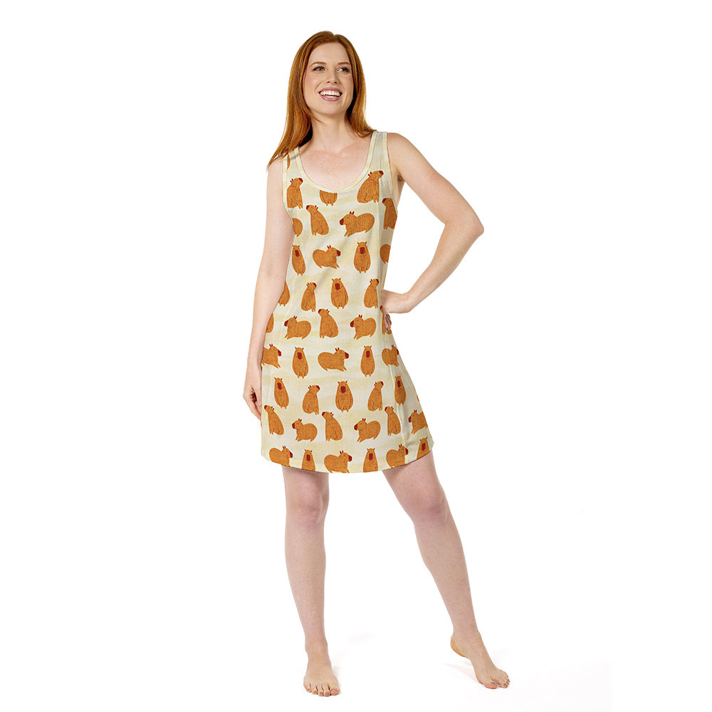Vestido Feminino Camisola Bons Sonhos Estampado Capivarinhas Vestido Feminino Camisola Bons Sonhos Estampado Capivarinhas