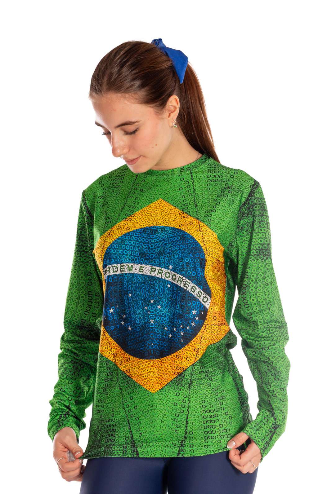 Camiseta Uv Manga Longa Unissex Estampada Bandeira Lantejoulas Camiseta Uv Manga Longa Unissex Estampada Bandeira Lantejoulas