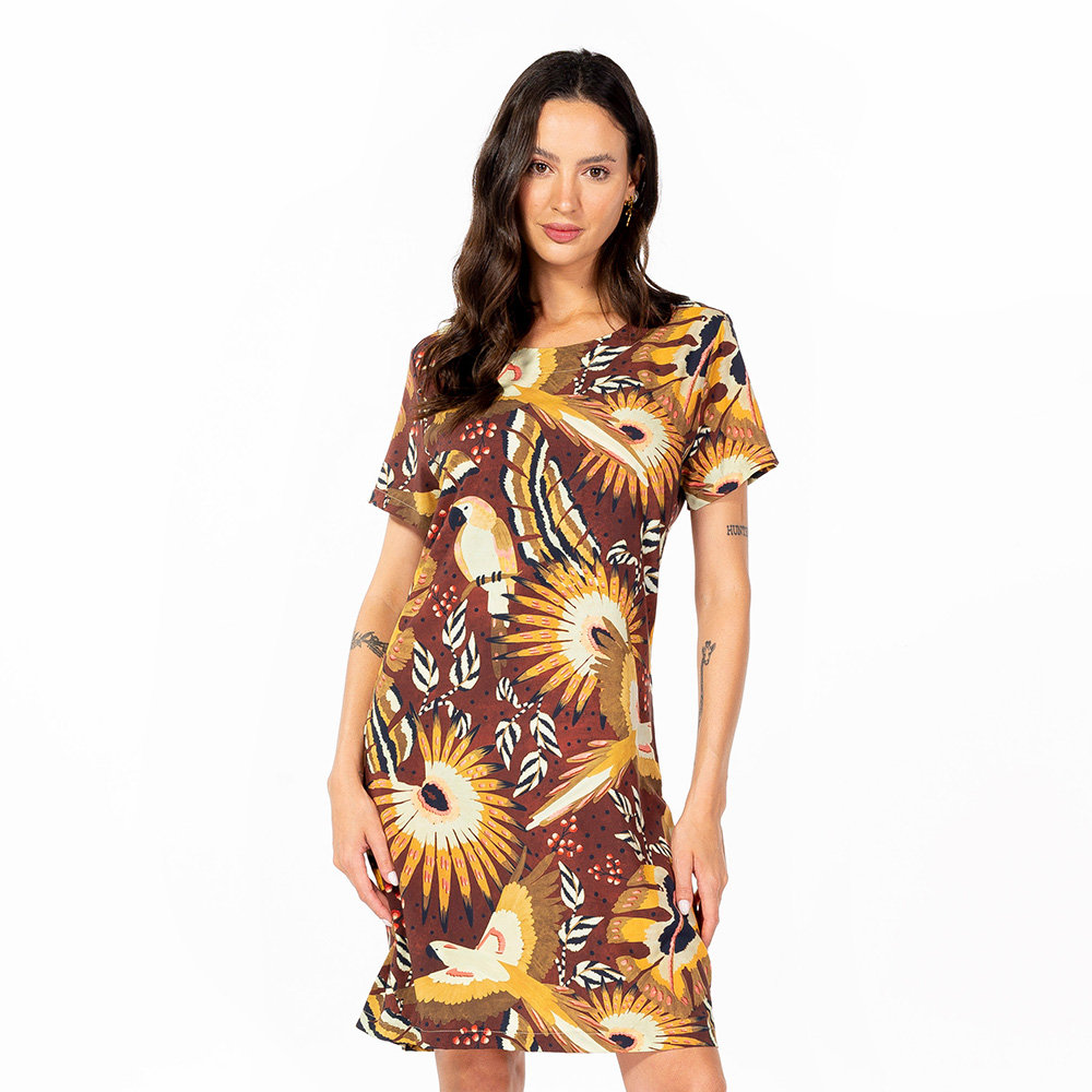 Vestido Atena Curto Marrom Vestido Atena Curto Marrom