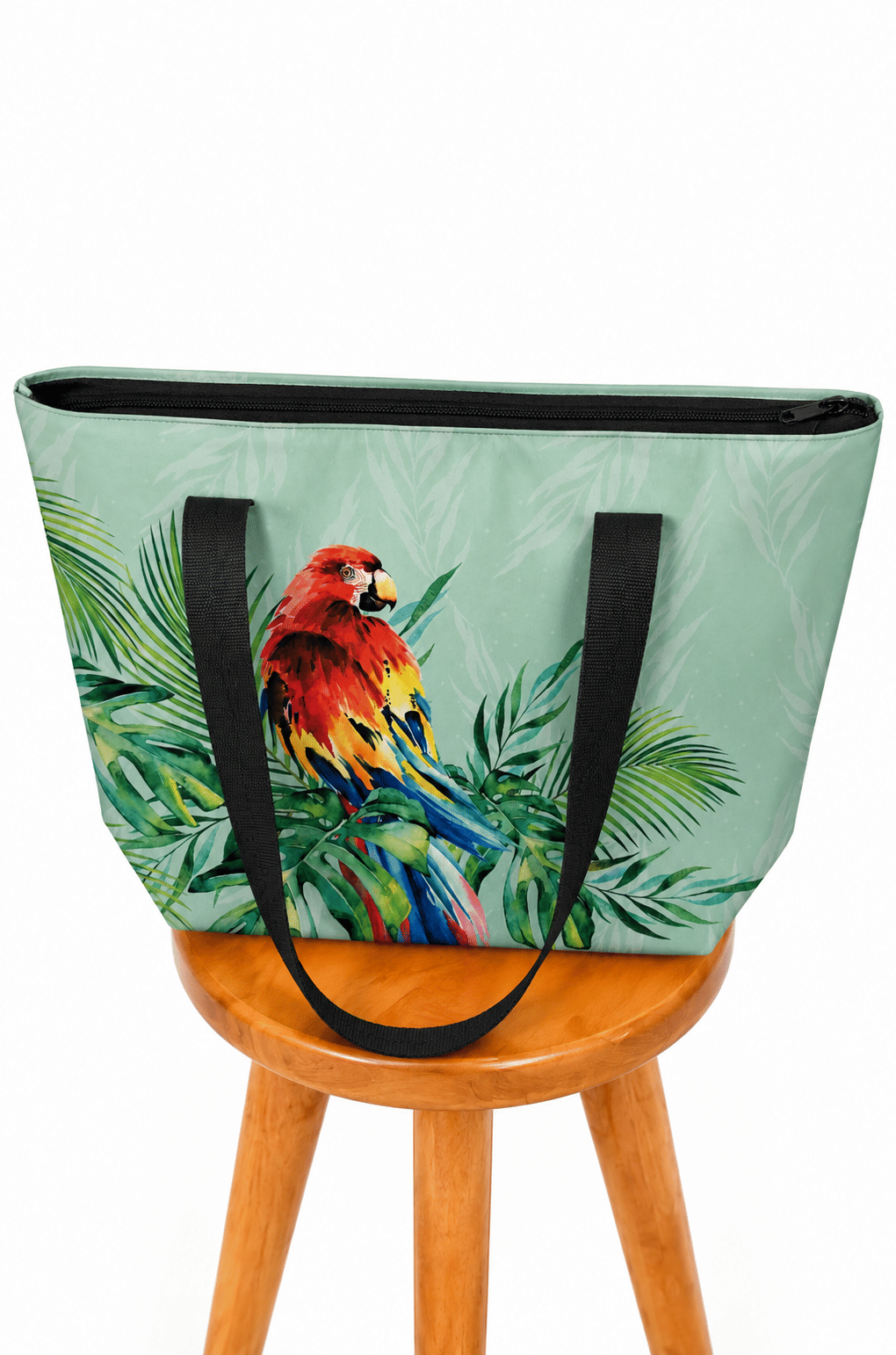 Bolsa Nylon Estampada Arara Vermelha em Pintura Bolsa Nylon Estampada Arara Vermelha em Pintura