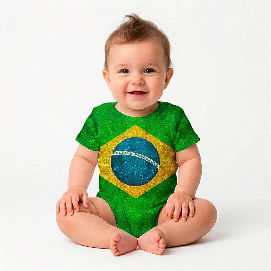 Body Infantil Bebê Manga Curta Estampado Bandeira Lantejoulas Body Infantil Bebê Manga Curta Estampado Bandeira Lantejoulas