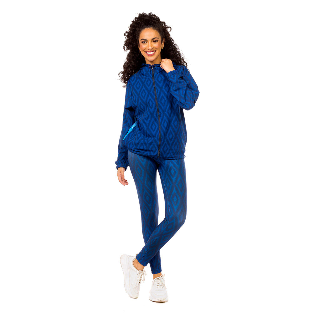 Jaqueta Corta Vento Ecoventura Estampada Maxi Arara Fundo Azul