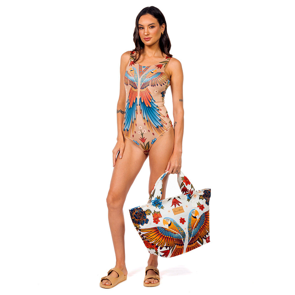 Body Feminino Regata Estampado Araras Paraíso Floral