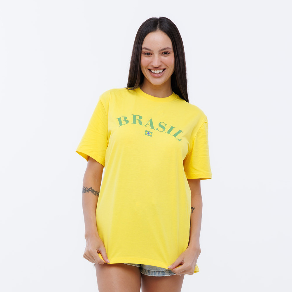 Camiseta Básica Algodão Amarela Camiseta Básica Algodão Amarela