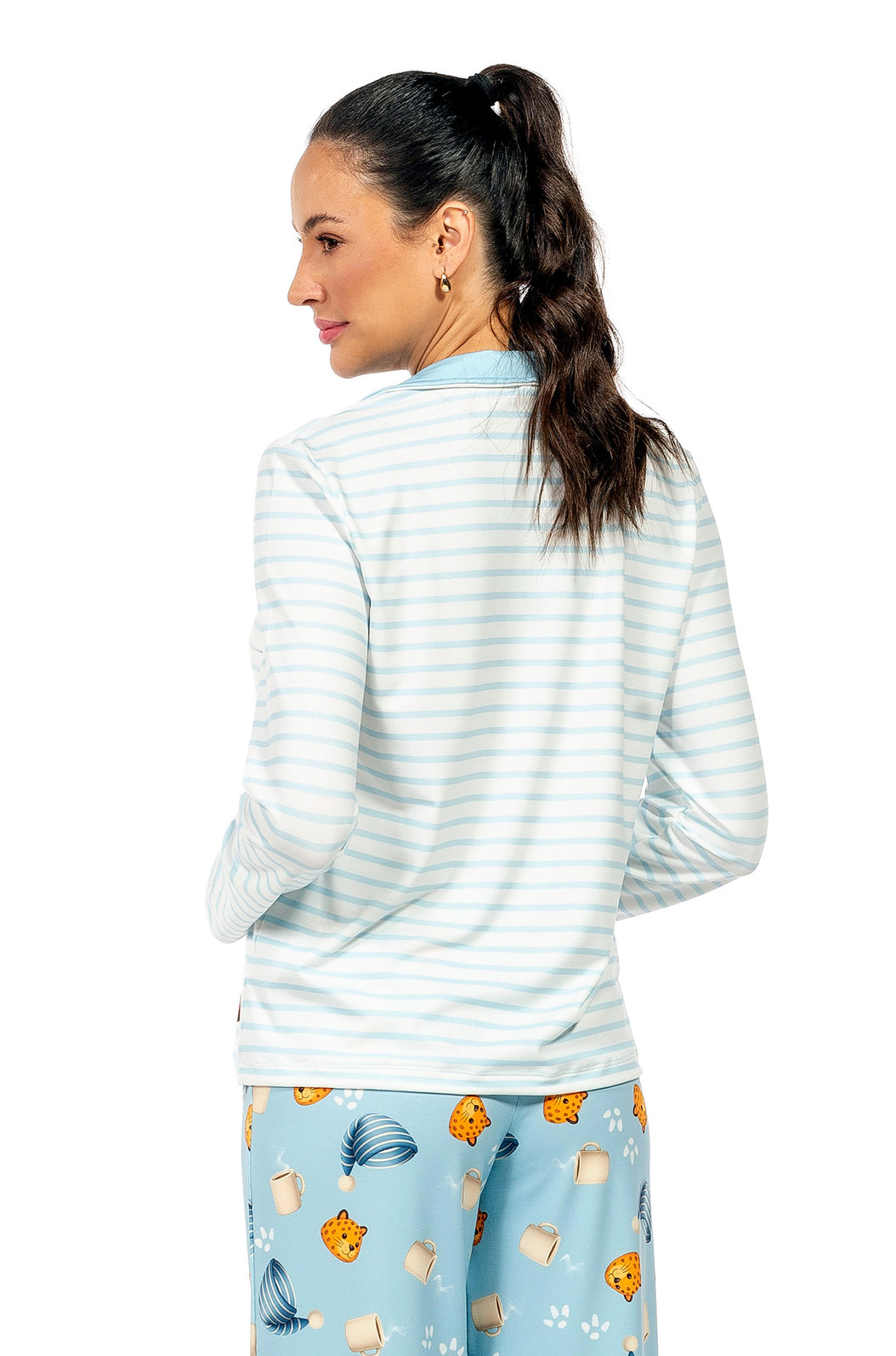 Pijama Feminino Manga Longa Americano Estampado Capivara Pantufa e Café Pijama Feminino Manga Longa Americano Estampado Capivara Pantufa e Café