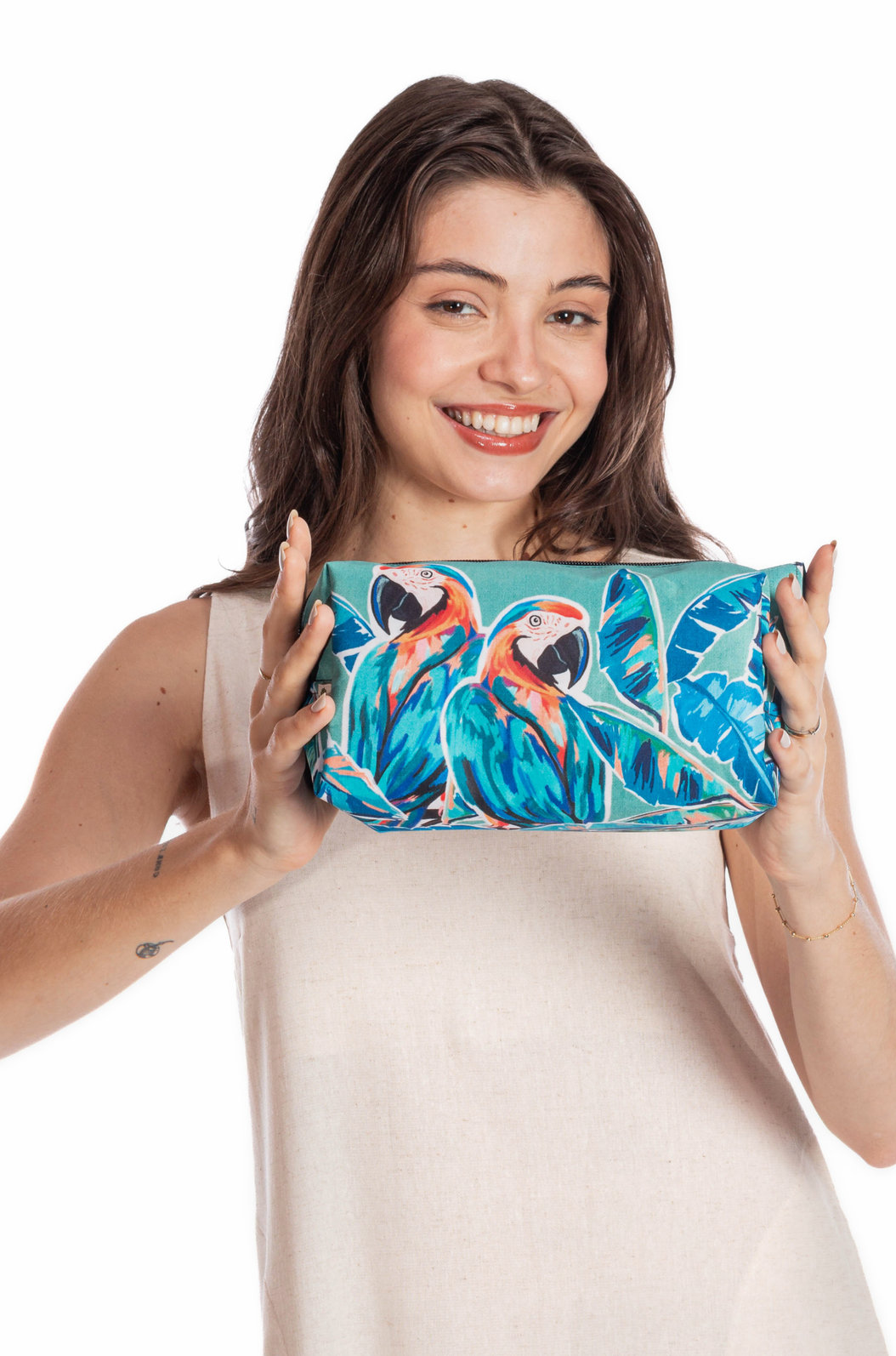 Necessaire Média Estampada Canindé Bananas e Lírio Necessaire Média Estampada Canindé Bananas e Lírio