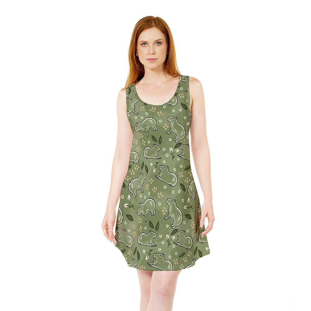 Vestido Feminino Camisola Bons Sonhos Estampado Green Capivara Vestido Feminino Camisola Bons Sonhos Estampado Green Capivara