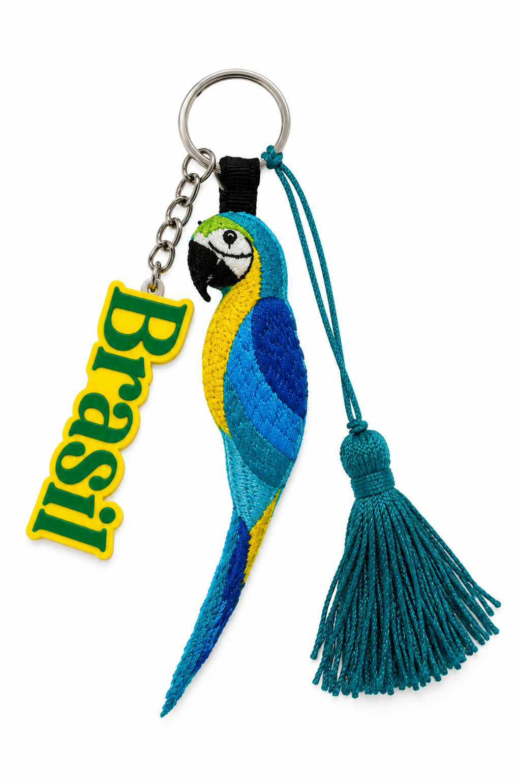 Chaveiro Acrílico Arara Bordada Brasil