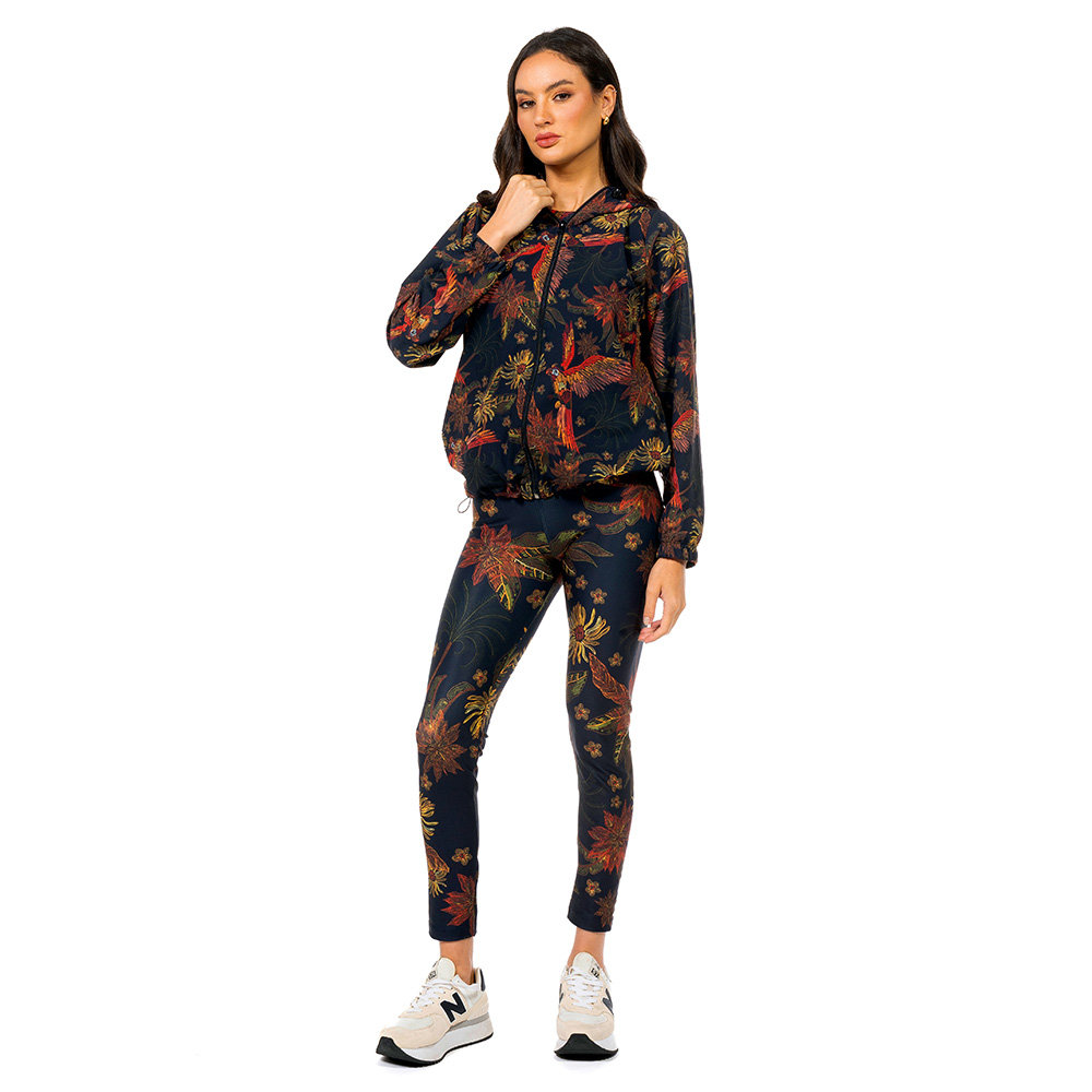 Calça Feminina Legging Estampada Arara Flor Bordado Off