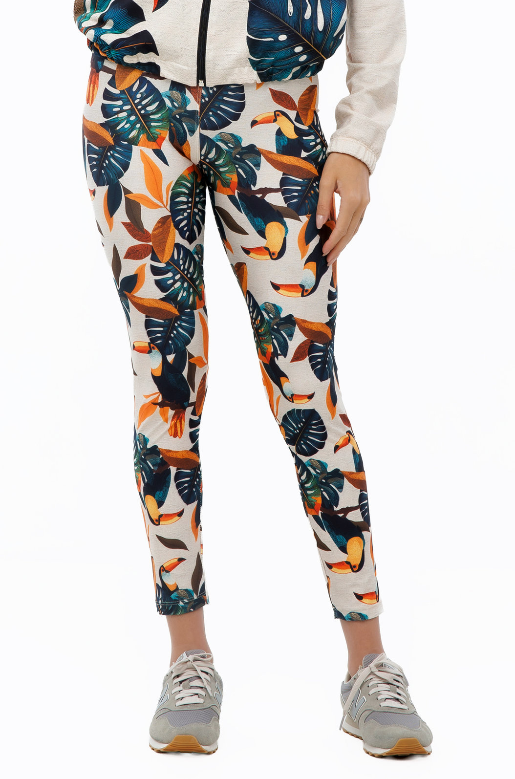 Calça Feminina Legging Estampada Tucanos Tela Bordada
