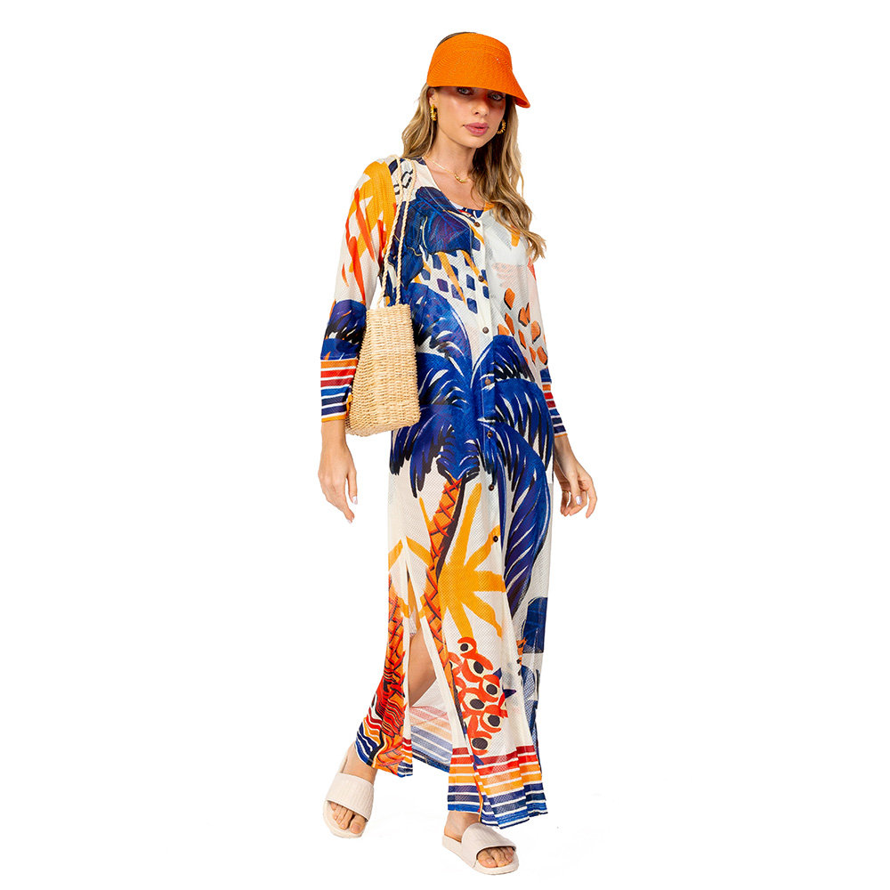 Saída de Praia Trancoso Estampada Bichos Tropical Vibes Azul Saída de Praia Trancoso Estampada Bichos Tropical Vibes Azul