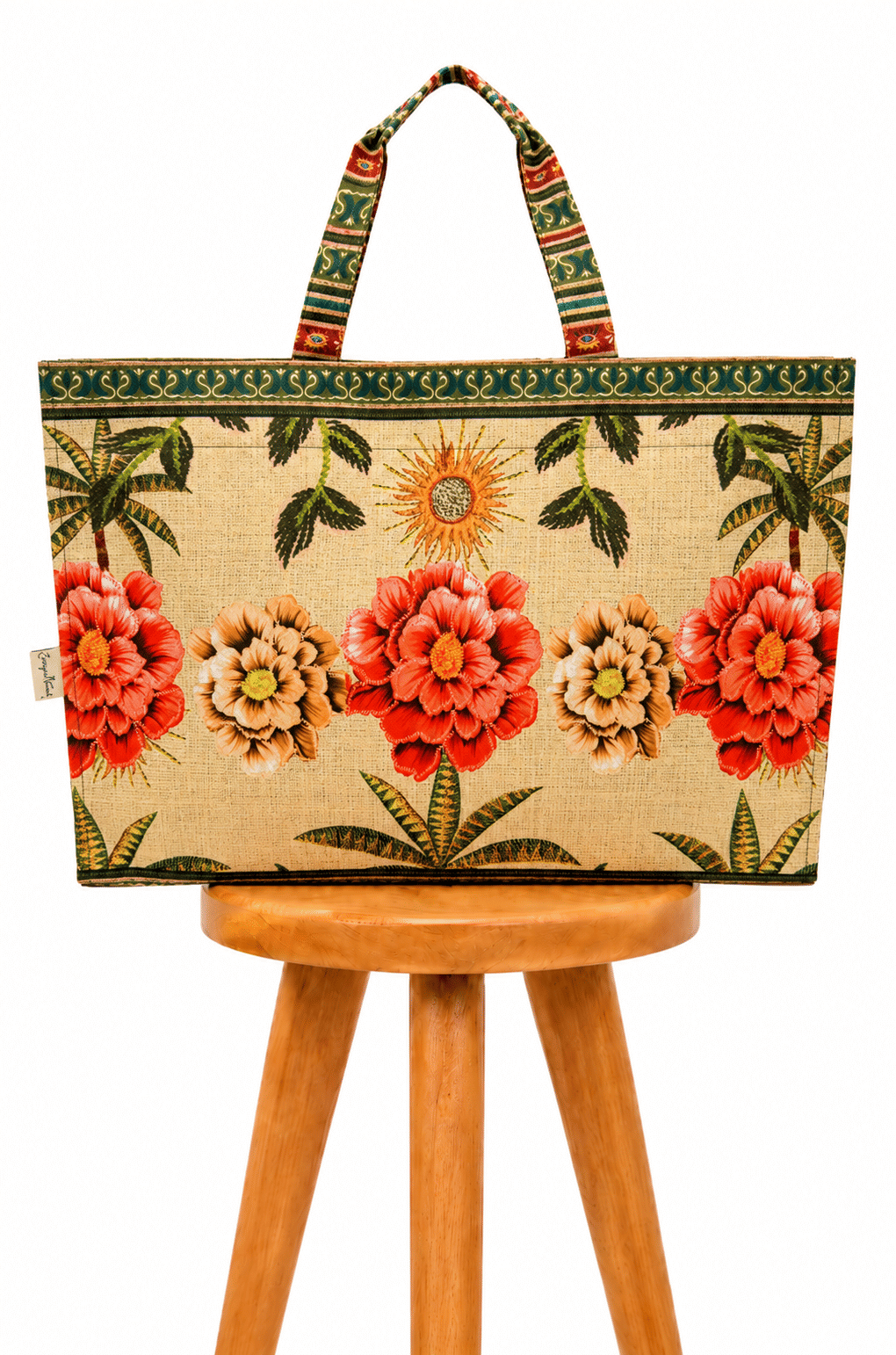 Bolsa Resort Estampada Aves Tropicais Barrado