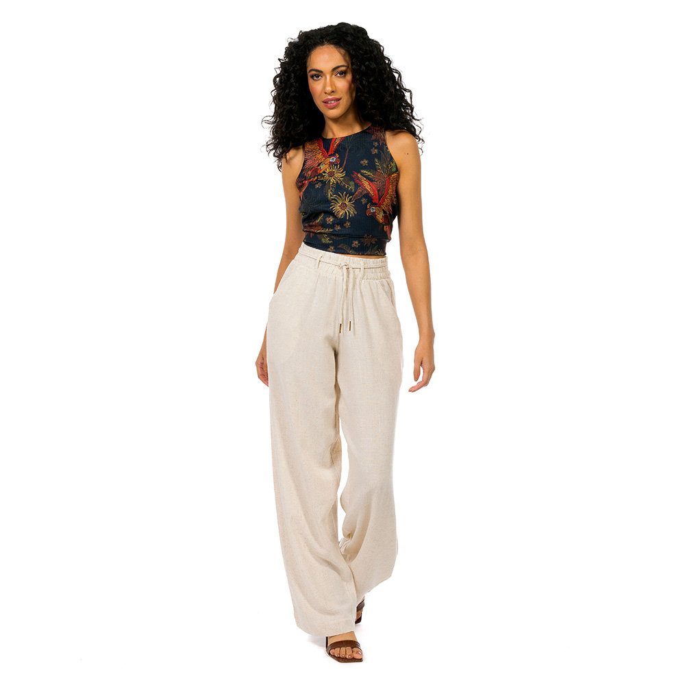 Top Feminino Canelado Estampado Arara Flor Bordado Off Top Feminino Canelado Estampado Arara Flor Bordado Off