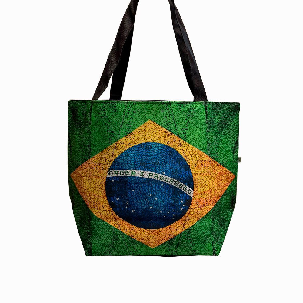 Bolsa Feminina Nylon Estampada Bandeira Lantejoulas Bolsa Feminina Nylon Estampada Bandeira Lantejoulas
