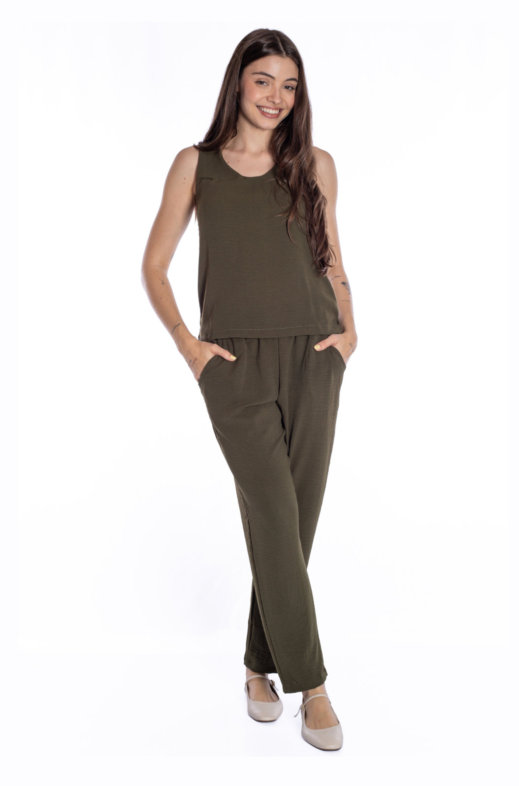 Calça Feminina Levity Tropical Verde Musgo Calça Feminina Levity Tropical Verde Musgo