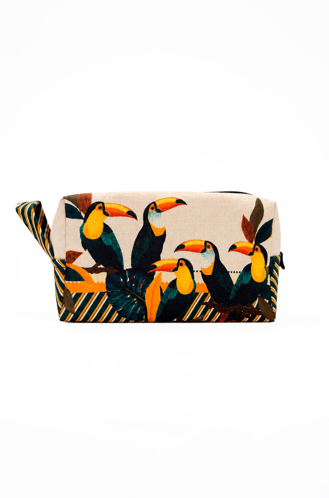 Necessaire Média Estampada Tucanos Tela Bordada