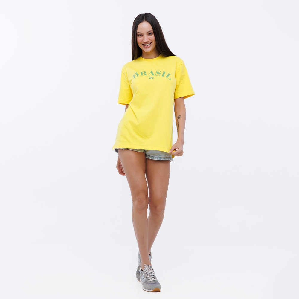 Camiseta Básica Algodão Amarela Camiseta Básica Algodão Amarela