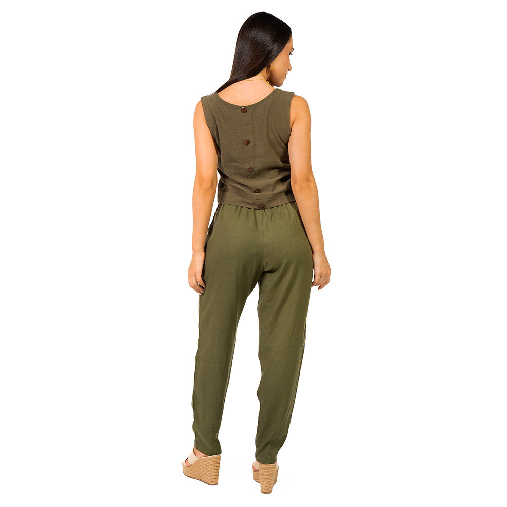 Calça Feminina Linho Tropical Verde Musgo Calça Feminina Linho Tropical Verde Musgo