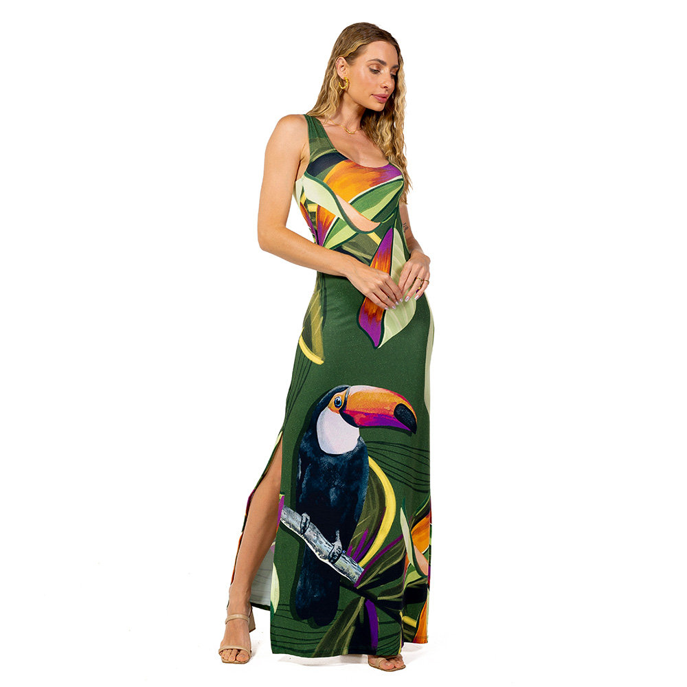 Vestido Hortencia Tucano Folhas Verde Vestido Hortencia Tucano Folhas Verde