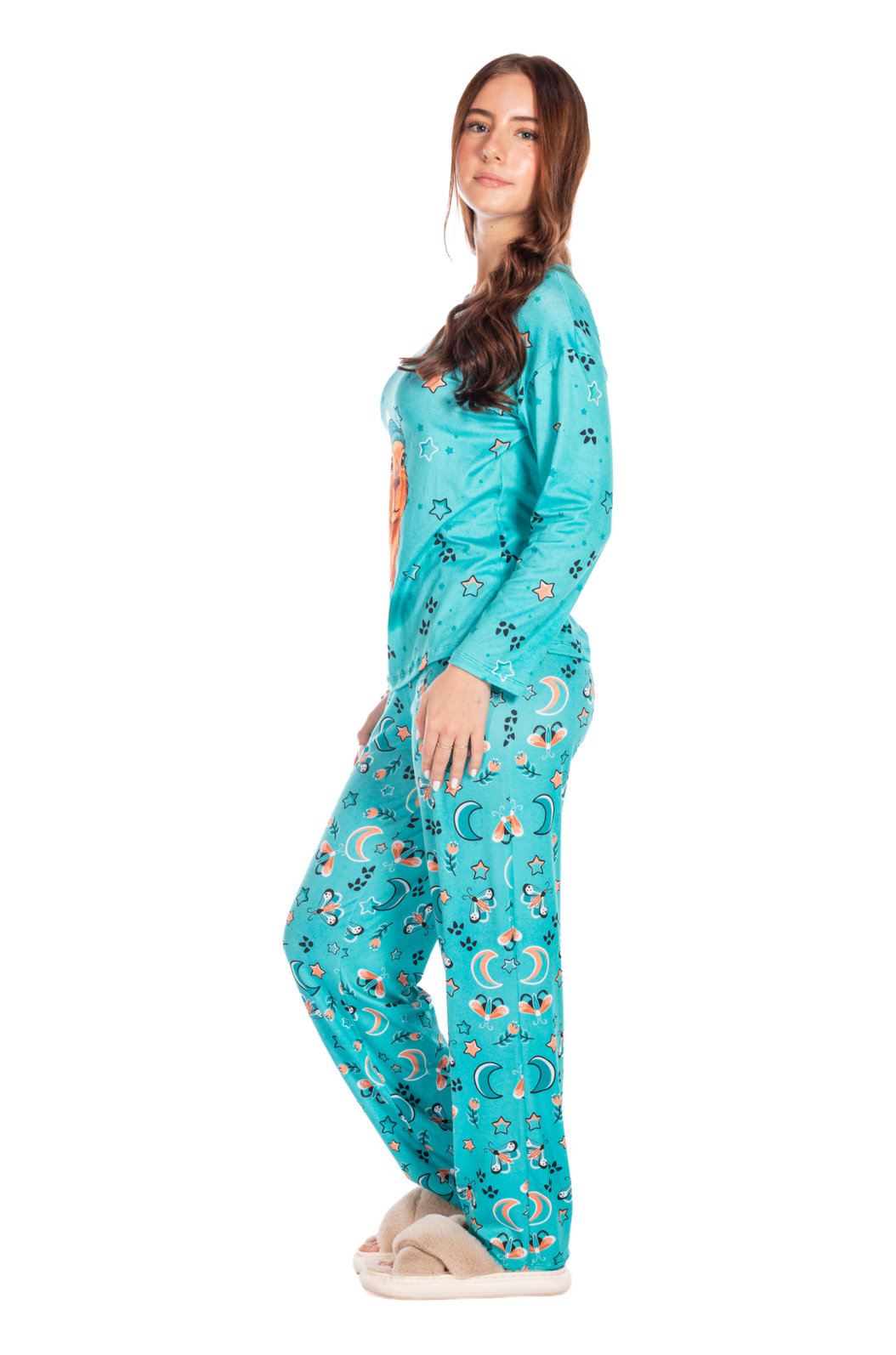 Pijama Feminino Manga Longa Adulto Estampado Capivara Touca Estrelas Pijama Feminino Manga Longa Adulto Estampado Capivara Touca Estrelas