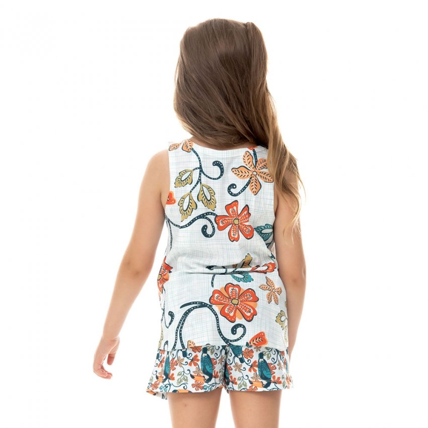 Pijama Feminino Infantil Estampado Tucano Desenho Fundo Tela Bnco Pijama Feminino Infantil Estampado Tucano Desenho Fundo Tela Bnco