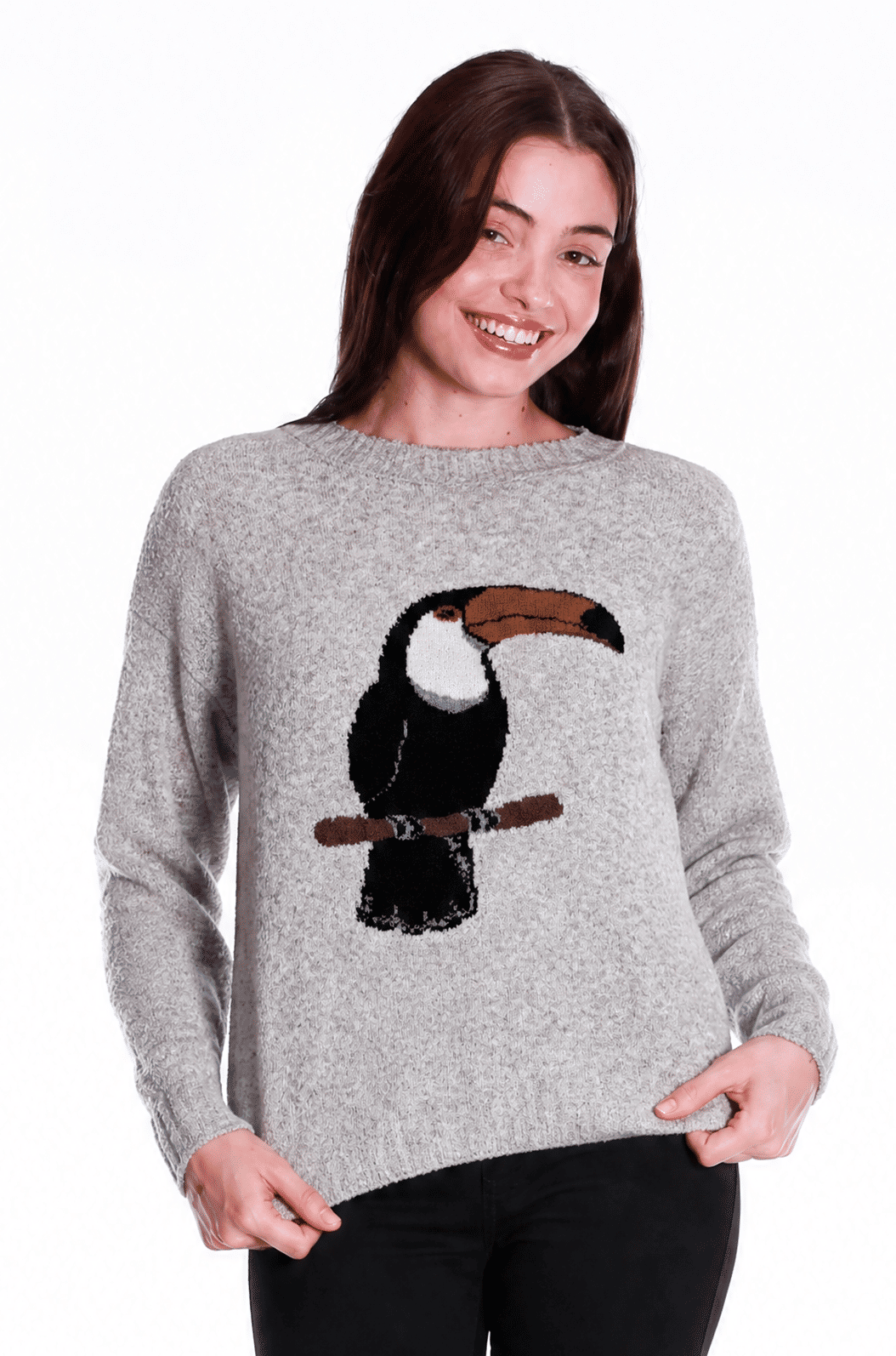 Blusão Tricô Jacquard Cinza Claro Tucano Blusão Tricô Jacquard Cinza Claro Tucano