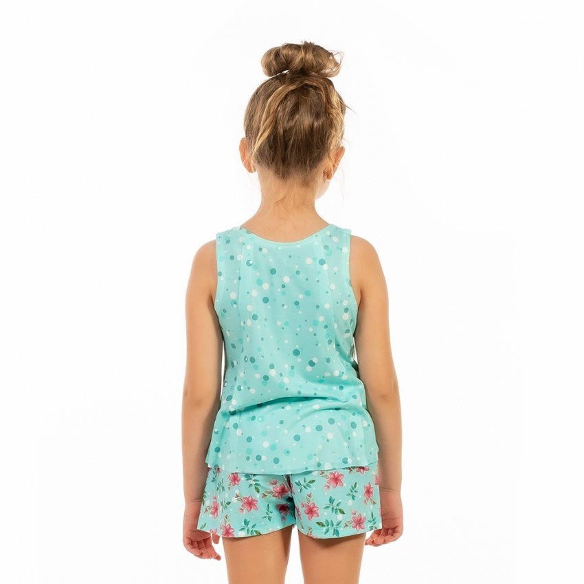 Pijama Infantil Estampado Onça Tronco Fundo Cian Pijama Infantil Estampado Onça Tronco Fundo Cian