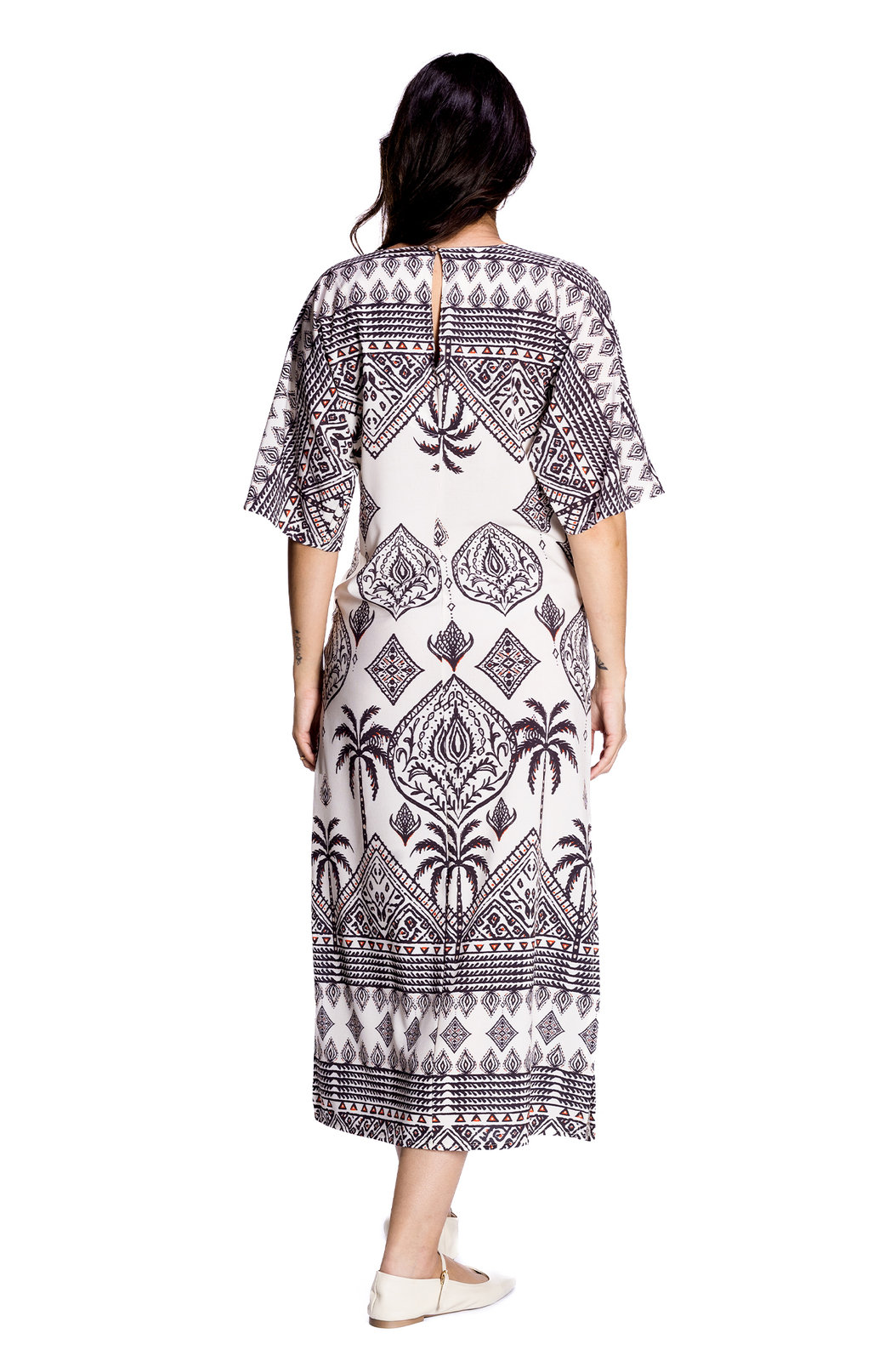 Vestido Feminino Kaftan Atena Estampado Tucano Desenhos Étnicos Vestido Feminino Kaftan Atena Estampado Tucano Desenhos Étnicos