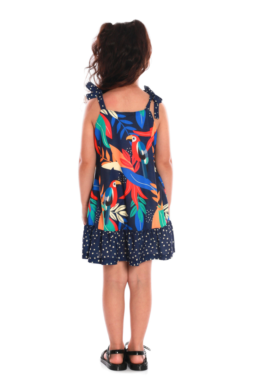 Vestido Infantil Luau Infantil Estampado Desenho Infantil Araras Vestido Infantil Luau Infantil Estampado Desenho Infantil Araras
