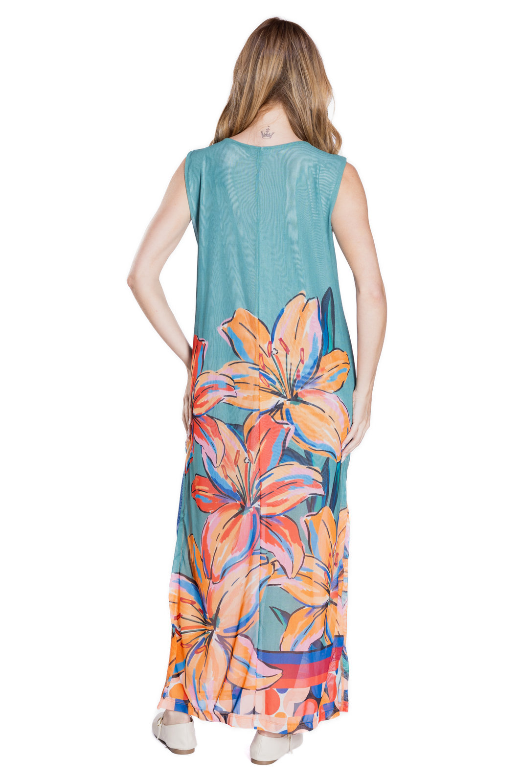 Vestido Feminino Tule Maré Estampado Canindé Bananas e Lírio Vestido Feminino Tule Maré Estampado Canindé Bananas e Lírio