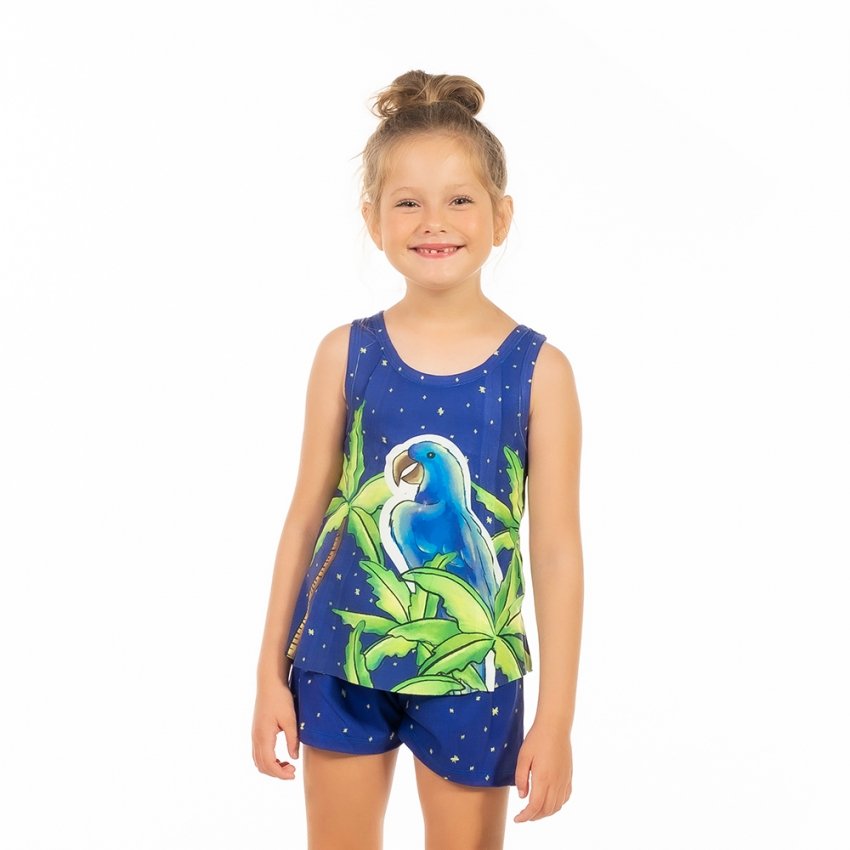 Pijama Infantil Estampado Ara Azul Coqueiro Fundo Az Bi Pijama Infantil Estampado Ara Azul Coqueiro Fundo Az Bi
