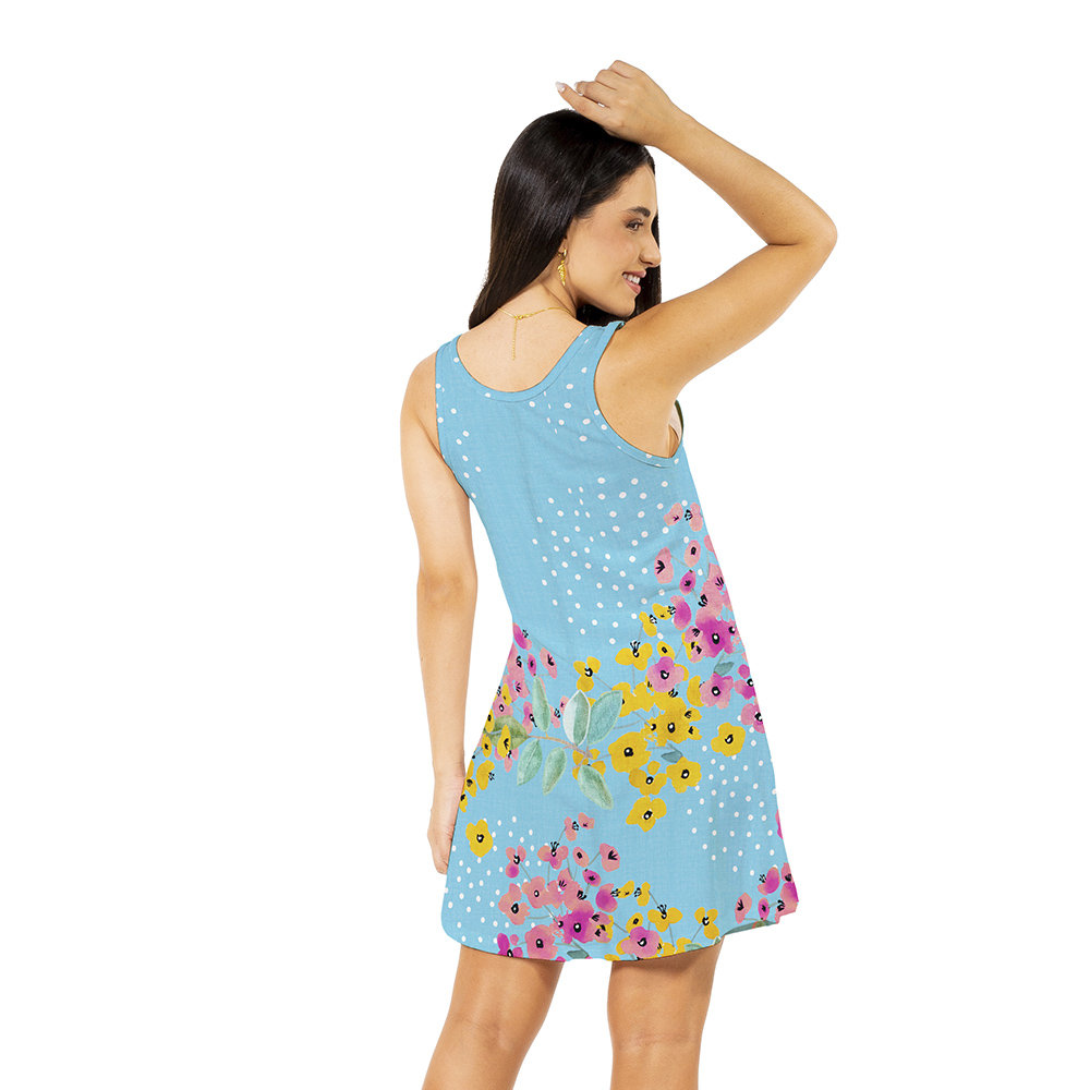 Camisola Feminino Adulto Feminino Tucano Flor Bolas Estampado Pij Tucano Flor Bola Fundo Azul Estampado Pij Tucano Flor Bola Fundo Azul
