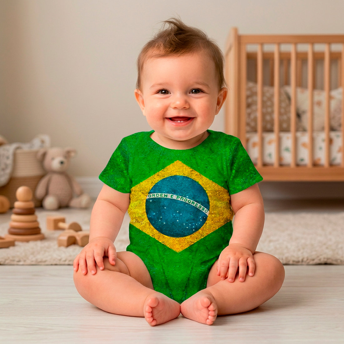 Body Infantil Bebê Manga Curta Estampado Bandeira Lantejoulas Body Infantil Bebê Manga Curta Estampado Bandeira Lantejoulas