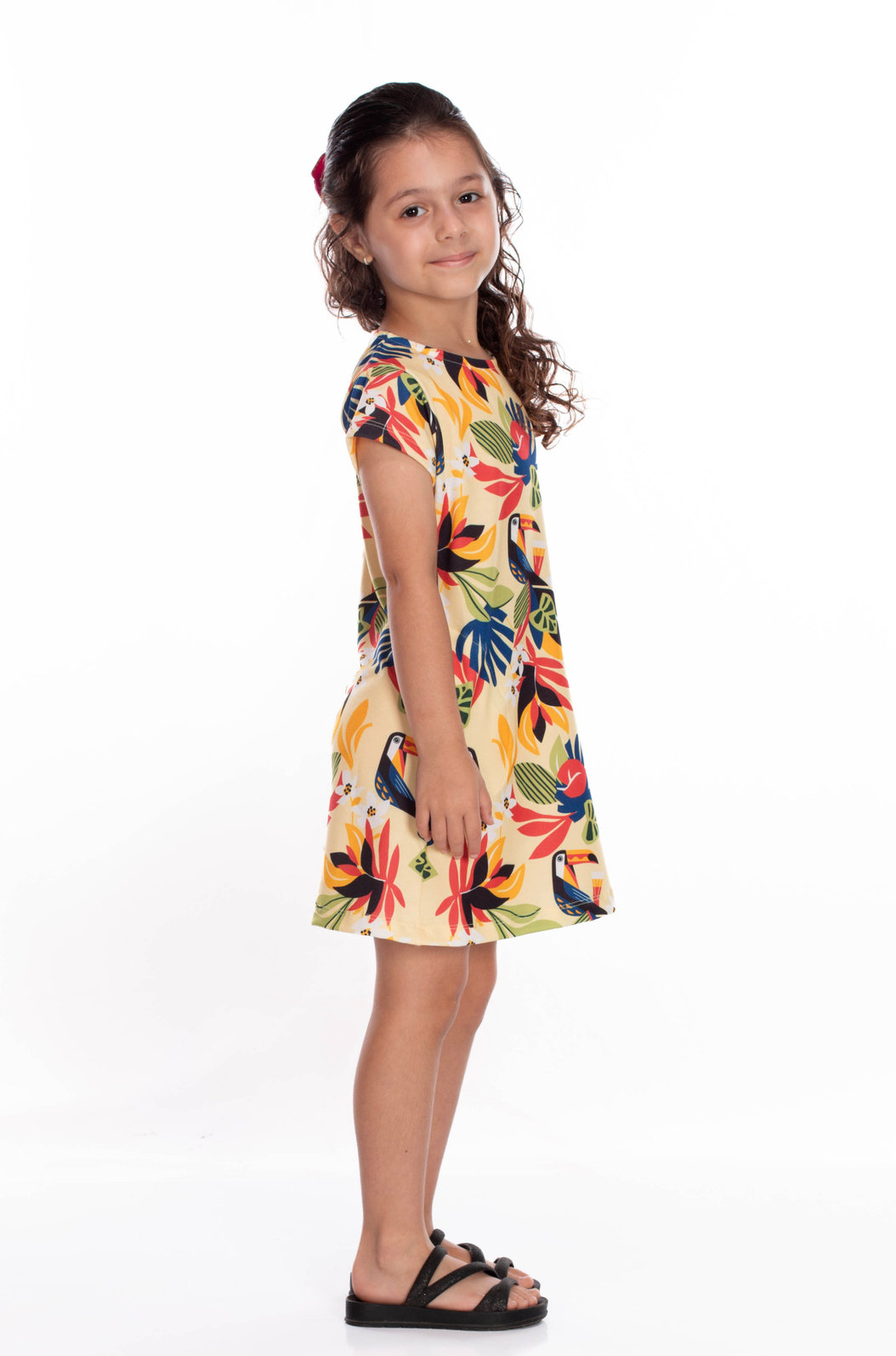 Vestido Infantil Floresta Infantil Estampado Desenho Infantil Tucanos