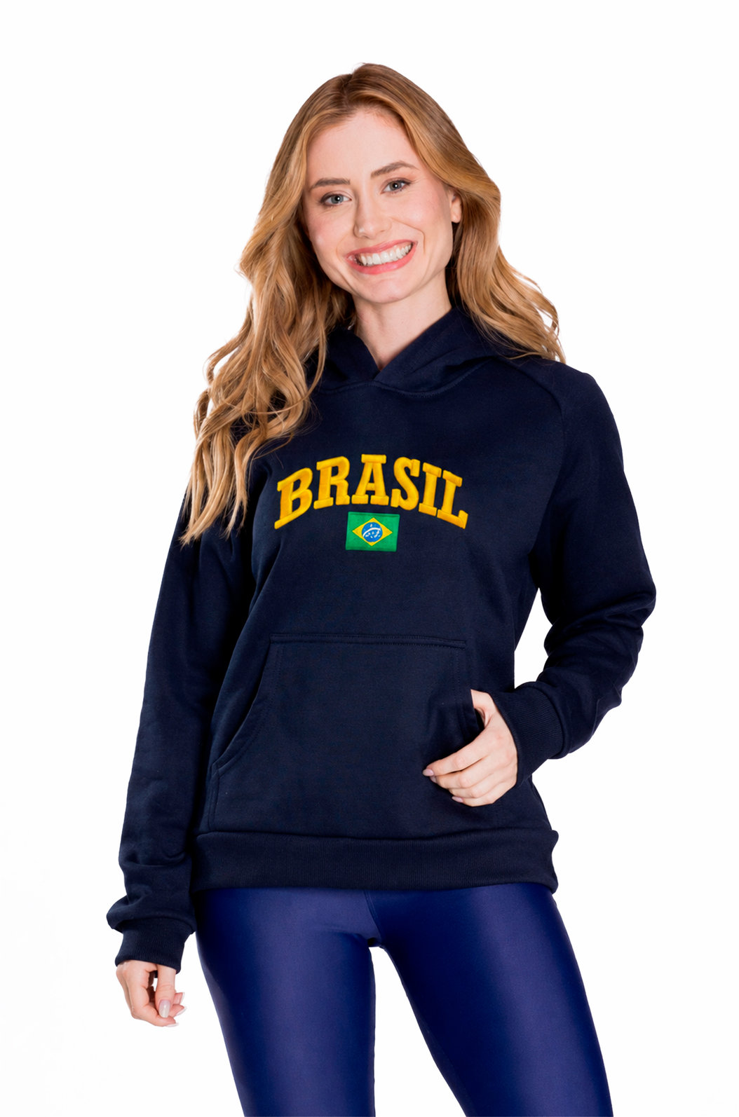 Moletom Premium Azul Marinho Bordado Brasil Bandeira Inferior Moletom Premium Azul Marinho Bordado Brasil Bandeira Inferior